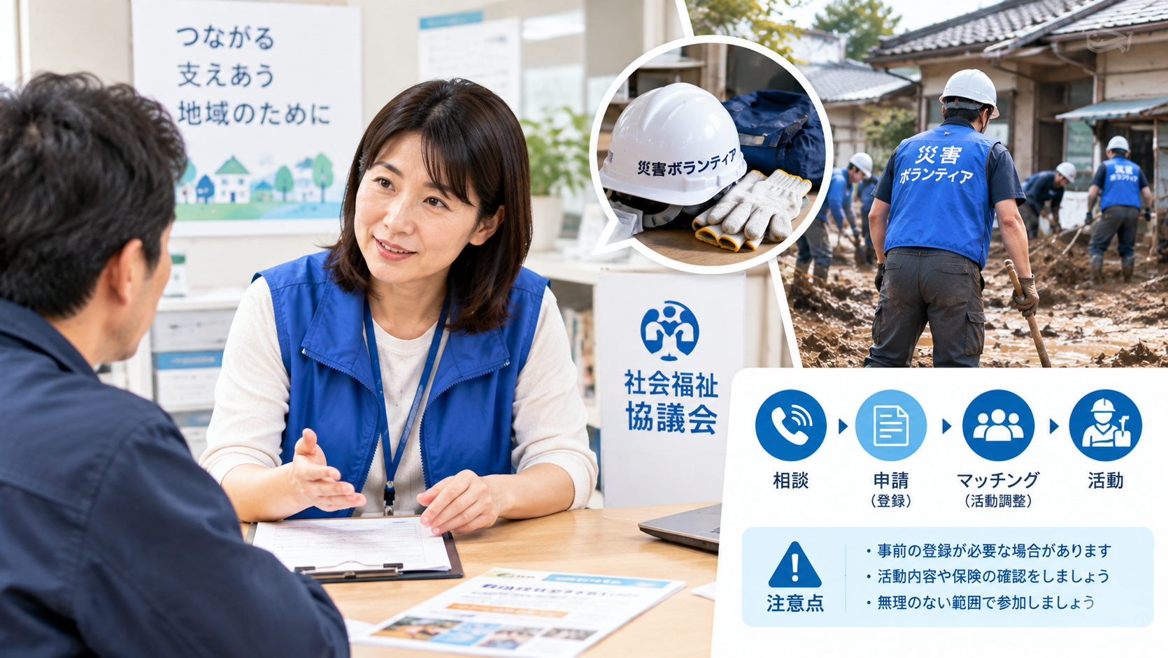 【災害ボランティアの頼み方】社会福祉協議会(社協)への相談手順と注意点